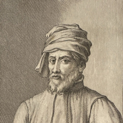 Donatello, incisione tratta da: Hugford, Ignazio Enrico 1703-1778, "Serie degli uomini i piu illustri nella pittura, scultura, e architettura con i loro elogi [...]". Firenze: 1769-1775, 12 v. in 8, 4° Biblioteca Moreniana, Firenze, A 4 27
