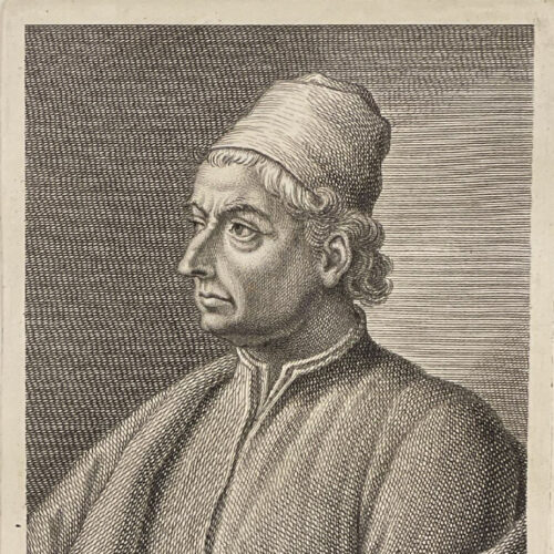 Antonio Pollaiolo, incisione tratta da: Hugford, Ignazio Enrico 1703-1778, "Serie degli uomini i piu illustri nella pittura, scultura, e architettura con i loro elogi [...]". Firenze: 1769-1775, 12 v. in 8, 4° Biblioteca Moreniana, Firenze, A 4 27