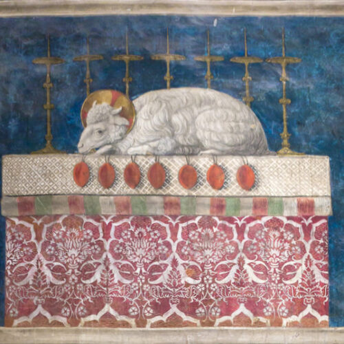 L'agnello mistico, Benozzo Gozzoli, ingresso Cappella dei Magi, Palazzo Medici Riccardi, Firenze