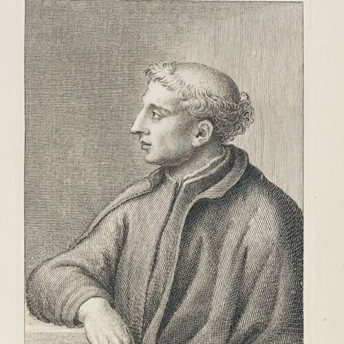 Filippo Lippi, Giovan Battista Cecchi, incisione tratta da: Hugford, Ignazio Enrico 1703-1778, "Serie degli uomini i piu illustri nella pittura, scultura, e architettura con i loro elogi [...]". Firenze: 1769-1775, 12 v. in 8, 4° Biblioteca Moreniana, Firenze, A 4 27