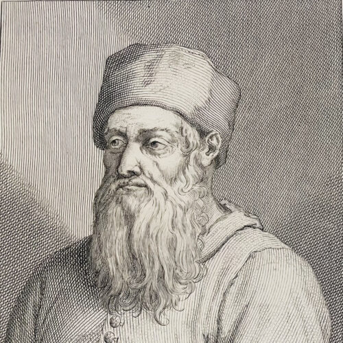 Paolo Uccello, Giovan Battista Cecchi, incisione tratta da: Hugford, Ignazio Enrico 1703-1778, "Serie degli uomini i piu illustri nella pittura, scultura, e architettura con i loro elogi [...]". Firenze: 1769-1775, 12 v. in 8, 4° Biblioteca Moreniana, Firenze, A 4 27