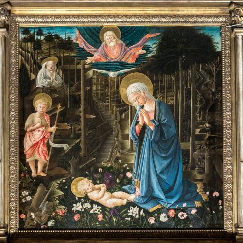 Adorazione del bambino, Bottega di FIlippo Lippi, 1475-1500 circa, Cappella dei Magi, Palazzo Medici Riccardi, Firenze