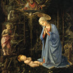 Adorazione del bambino con i santi Giovanni Battista e Bernardo di Chiaravalle, Filippo Lippi, 1455-1459 circa, Staatliche Museen, Gemäldegalerie, Berlino