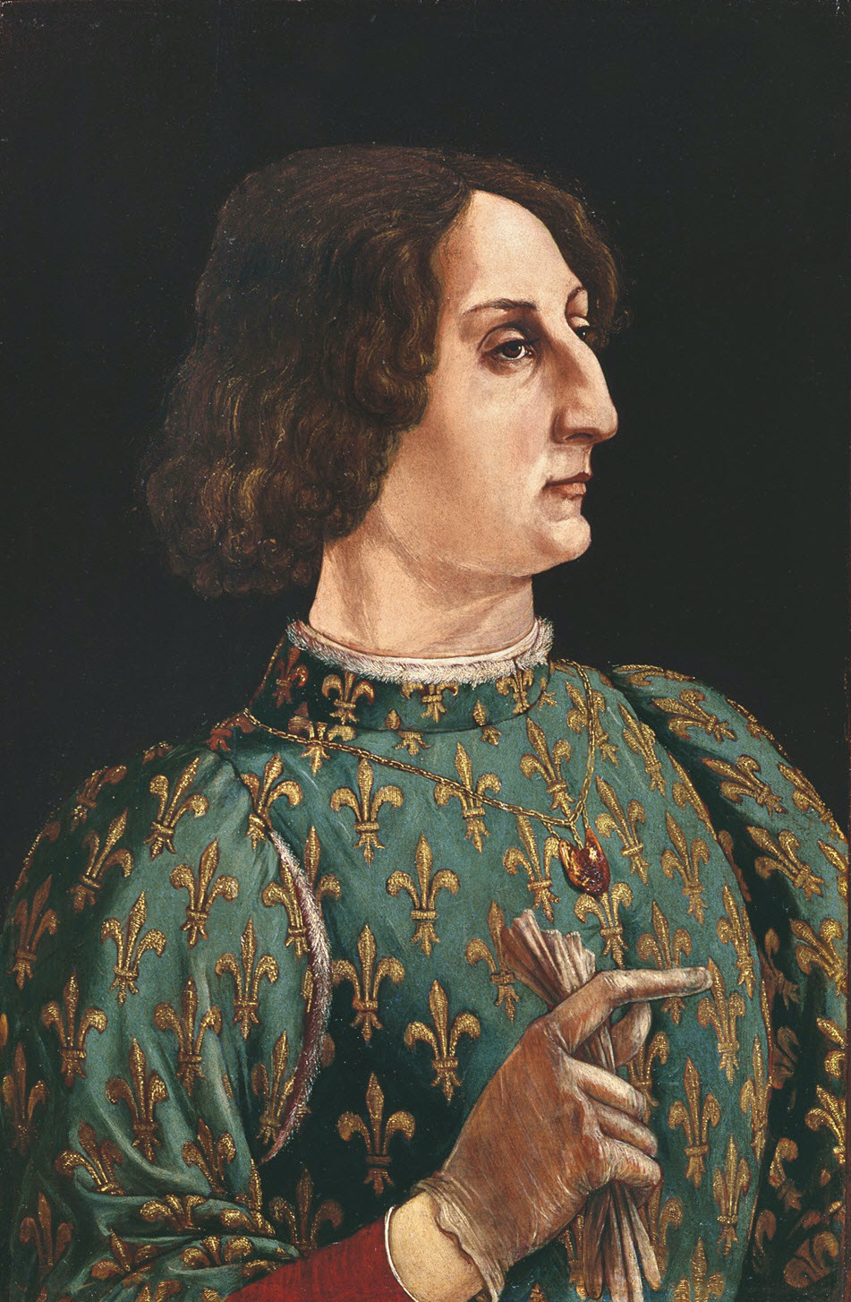 Ritratto di Galeazzo Maria Sforza, Piero e Antonio Pollaiolo, 1460 circa, tavola, cm 65×42, Gallerie degli Uffizi, Firenze