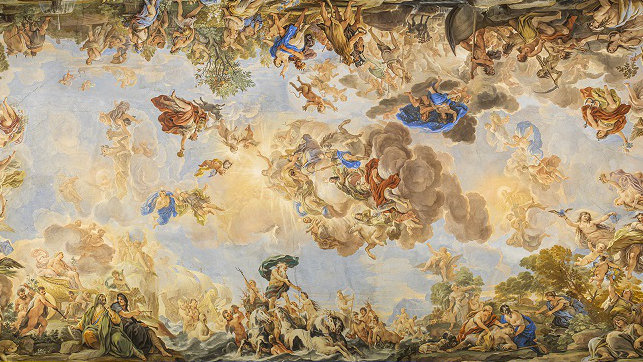 Volta della Galleria degli Specchi affrescata da Luca Giordano, part.