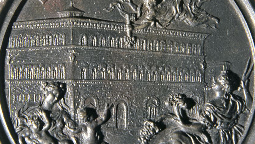 Medaglia di Francesco Riccardi, verso, part, Giovacchino Fortini, Biblioteca Riccardiana, Firenze
