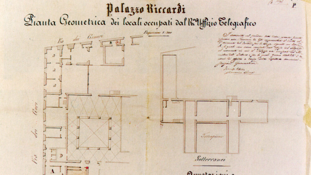 Pianta dei locali occupati dall'ufficio telegrafico di Palazzo Medici Riccardi (1875-1876)