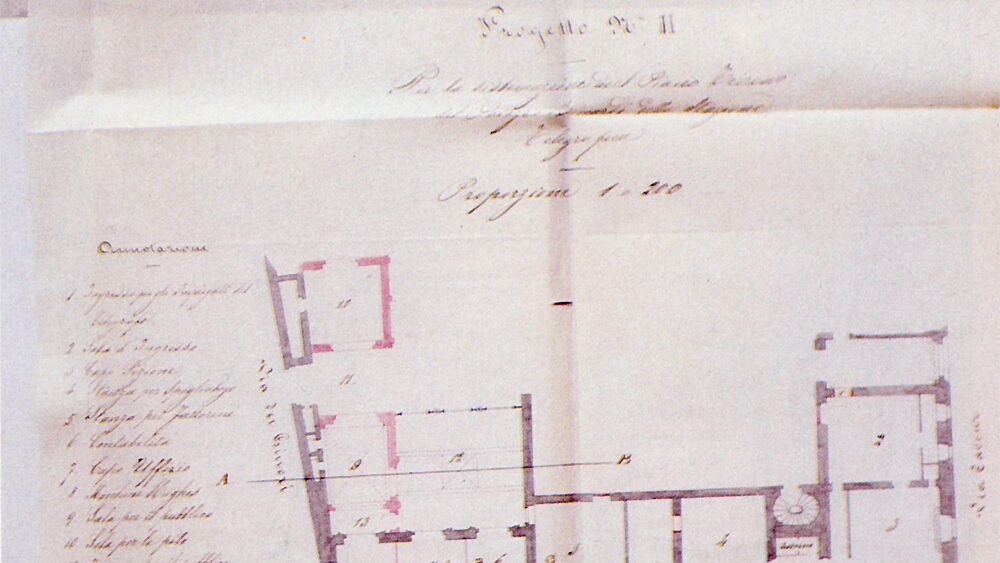 Progetto della stazione telegrafica al piano terreno di Palazzo Medici Riccardi: pianta