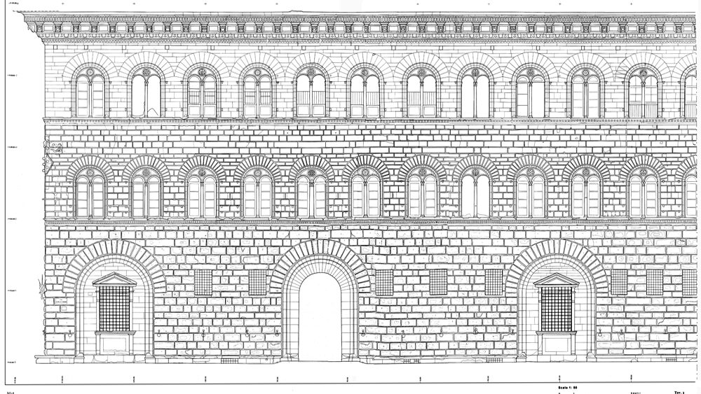 Palazzo Medici Riccardi: prospetto su via Cavour, settore sinistro