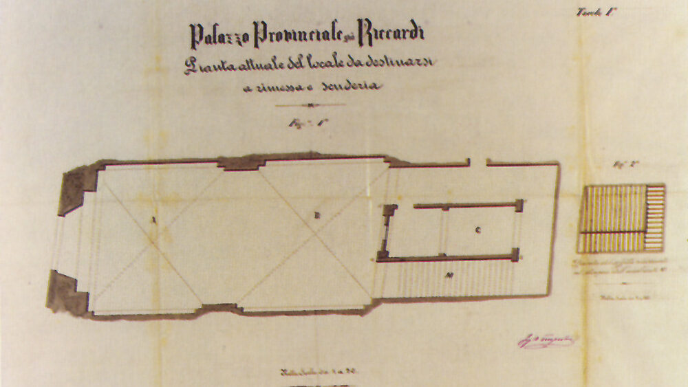Palazzo Medici Riccardi: pianta del locale da destinarsi a rimessa e scuderia