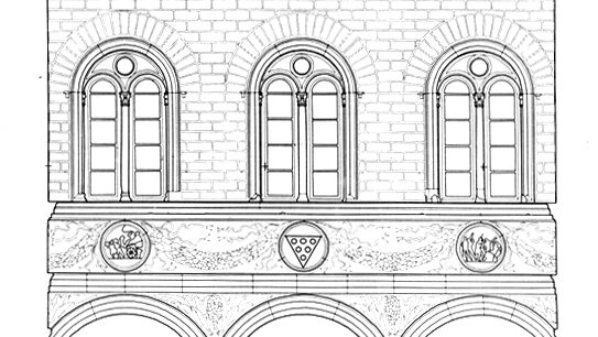 Palazzo Medici Riccardi: cortile di Michelozzo, prospetto est