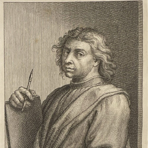 Domenico Ghirlandaio, incisione tratta da: Hugford, Ignazio Enrico 1703-1778, "Serie degli uomini i piu illustri nella pittura, scultura, e architettura con i loro elogi [...]". Firenze: 1769-1775, 12 v. in 8, 4° Biblioteca Moreniana, Firenze, A 4 28