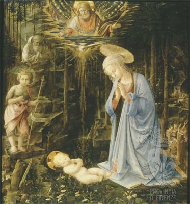 Adorazione del Bambino con i santi Giovanni Battista e Bernardo di Chiaravalle