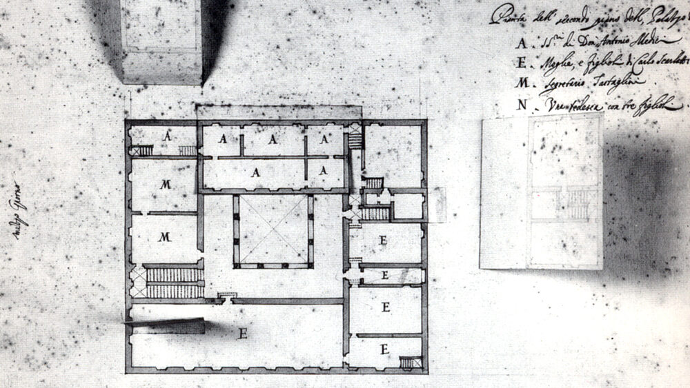 Palazzo Medici, pianta del secondo piano: le prime soffitte