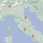 Milano, Urbino, Roma, Napoli